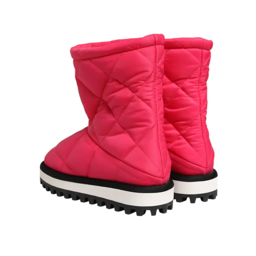 Dolce & Gabbana Rosa Weiß Viskose Gepolsterte Mittlere Wadenstiefel Schuhe