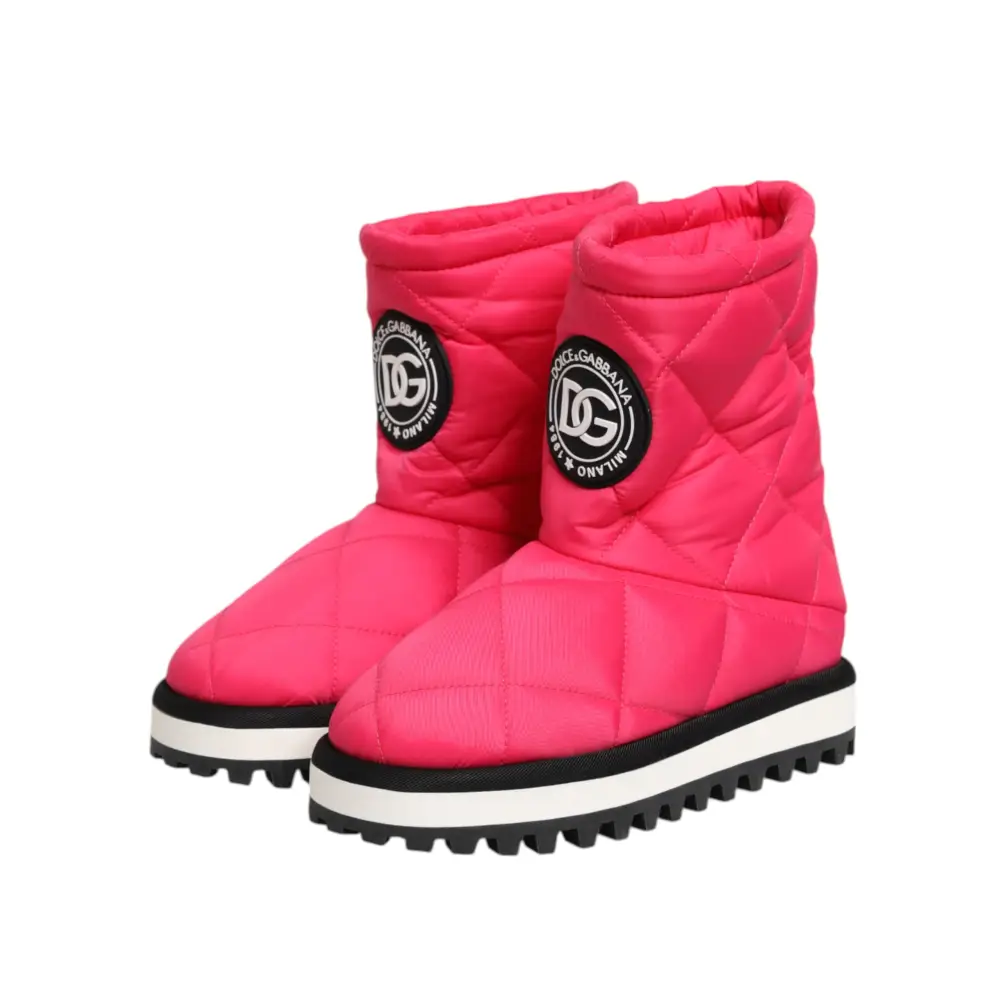 Dolce & Gabbana Rosa Weiß Viskose Gepolsterte Mittlere Wadenstiefel Schuhe