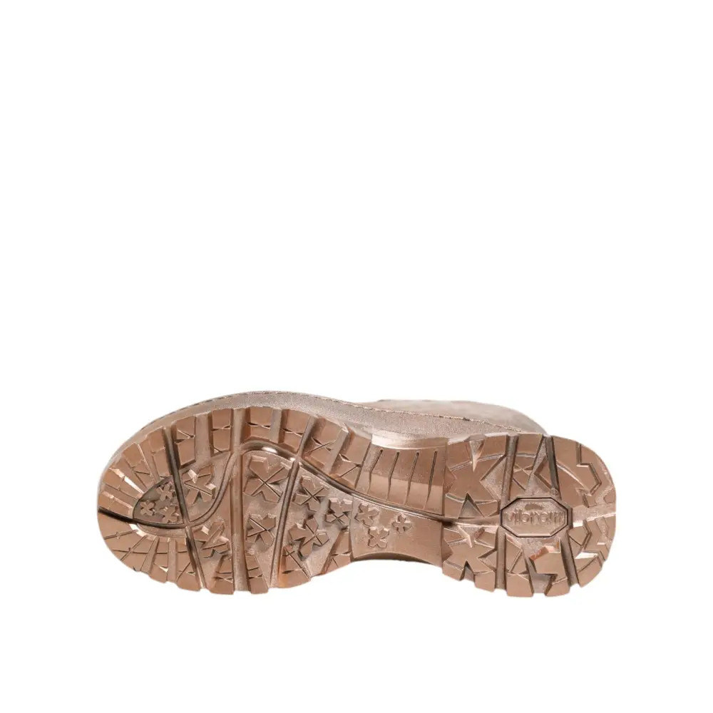 Dolce & Gabbana Rose Gold Gummi Pull On Regen Stiefel Schuhe - EU41/US10.5