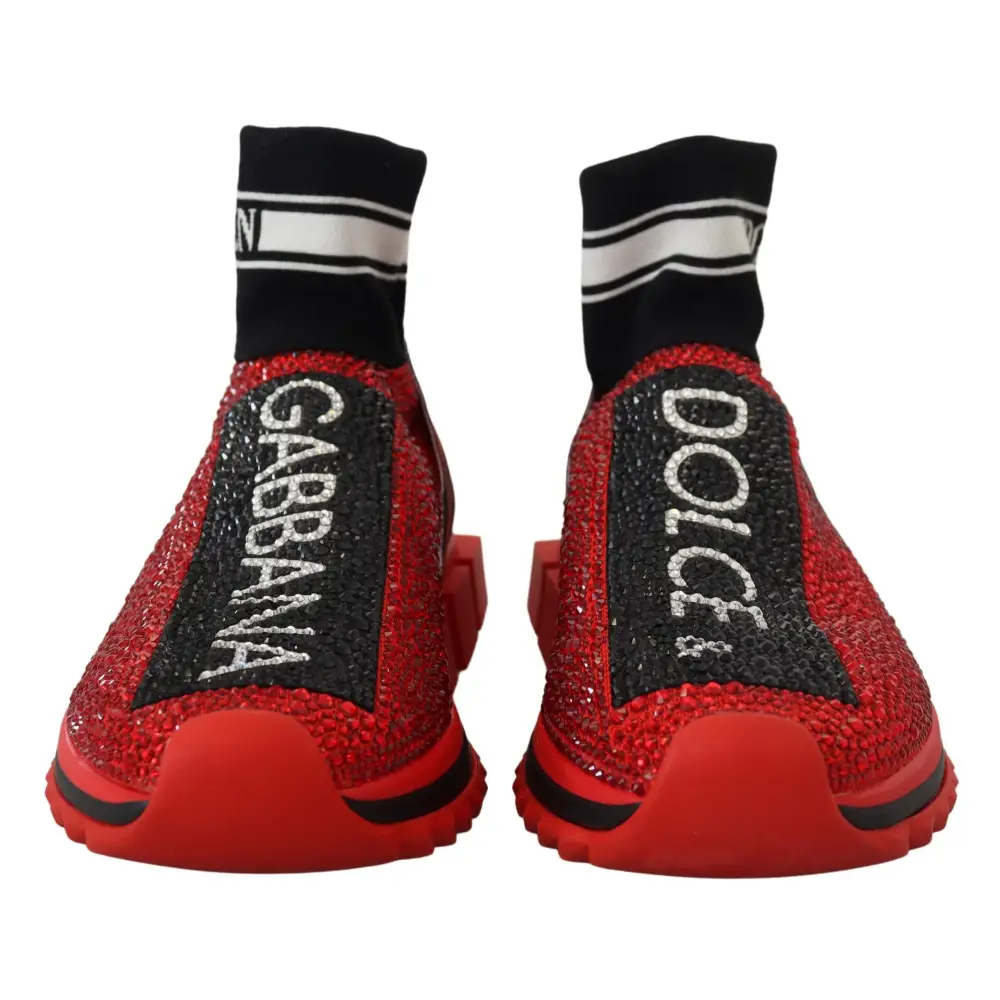 Dolce & Gabbana Rot Bling Sorrento Turnschuhe Socken Schuhe - EU35/US4.5