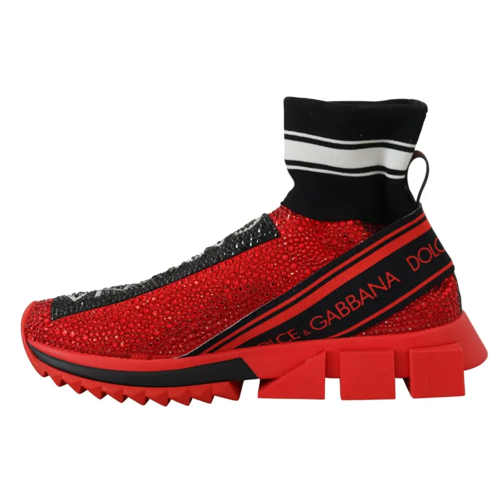 Dolce & Gabbana Rot Bling Sorrento Turnschuhe Socken Schuhe - EU35/US4.5