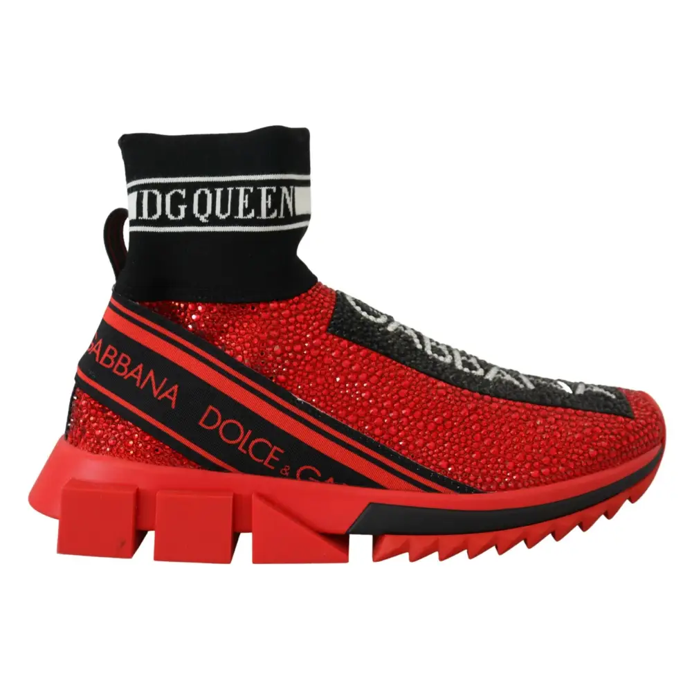 Dolce & Gabbana Rot Bling Sorrento Turnschuhe Socken Schuhe - EU35/US4.5