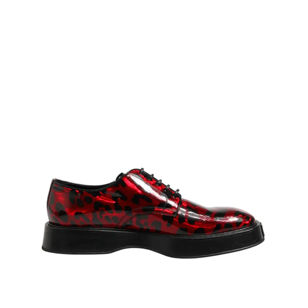 Dolce & Gabbana Rot Leopard Derby Formal Männer Kleid Schuhe - EU44/US11