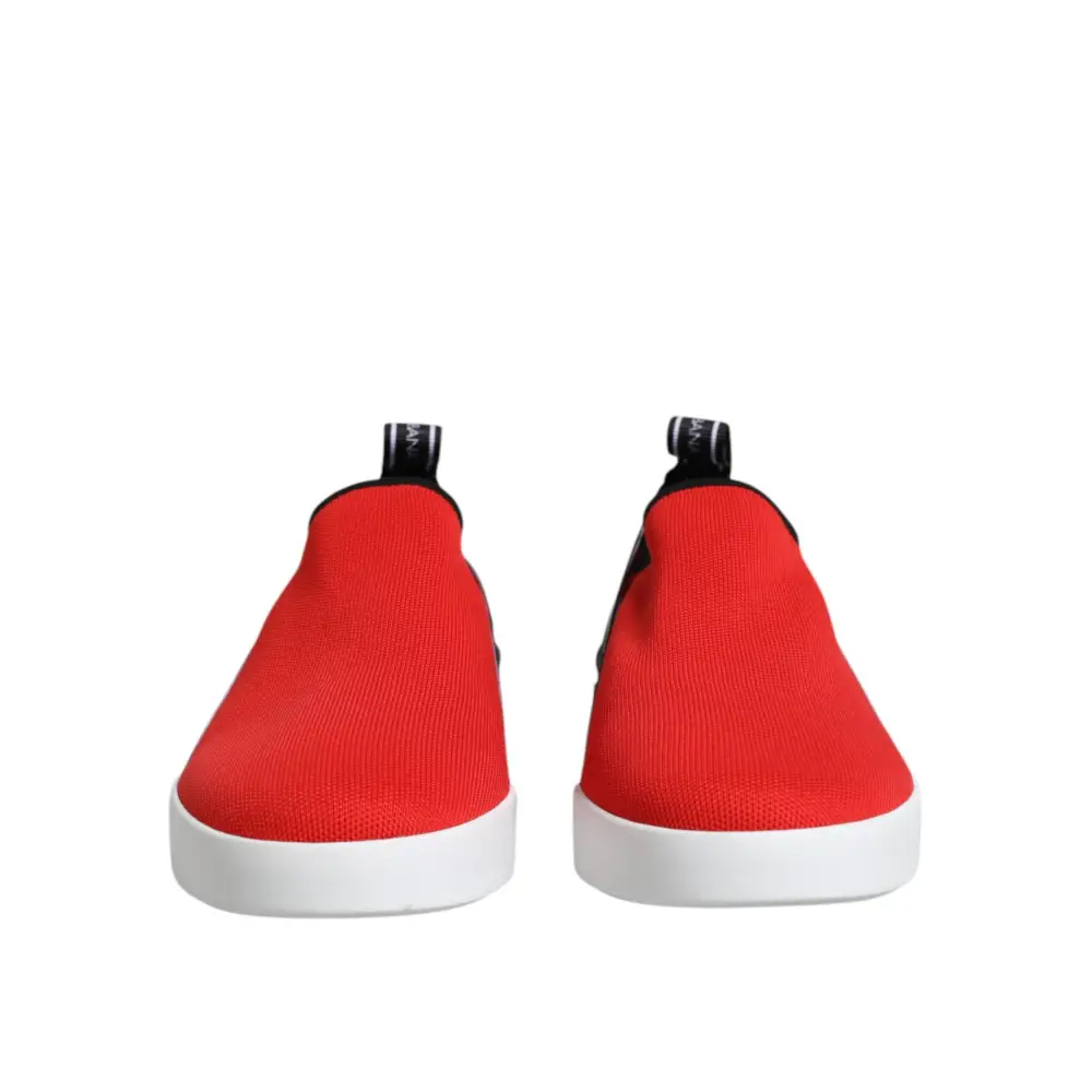 Dolce & Gabbana Rot Logo Low Top Slip On Männer Turnschuhe Schuhe - EU40/US7