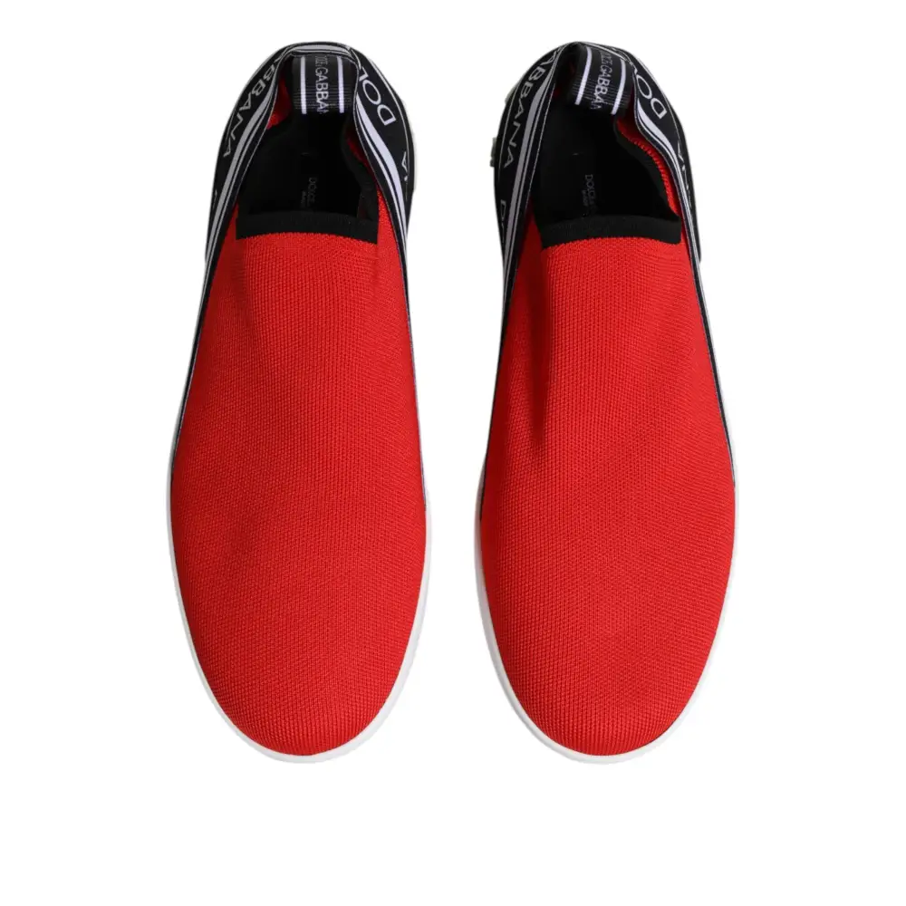 Dolce & Gabbana Rot Logo Low Top Slip On Männer Turnschuhe Schuhe - EU40/US7