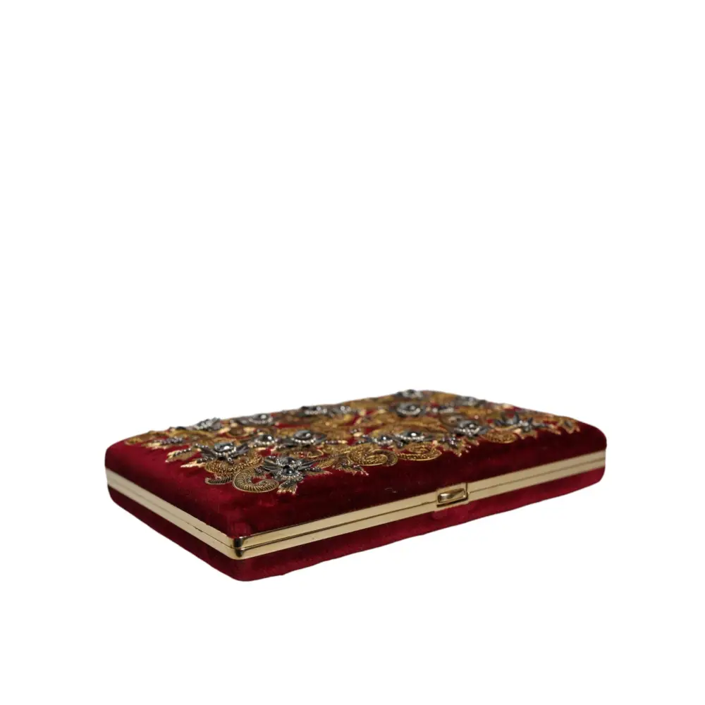 Dolce & Gabbana Rot Samt Gold Rahmen Kupplung Abend Party Handtasche