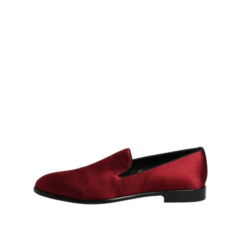Dolce & Gabbana Rot Samt Slip On Loafers Formelle Schuhe - EU45/US12