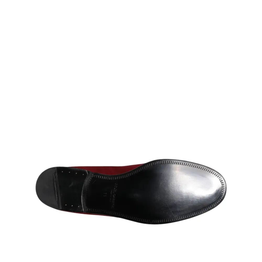 Dolce & Gabbana Rot Samt Slip On Loafers Formelle Schuhe - EU45/US12