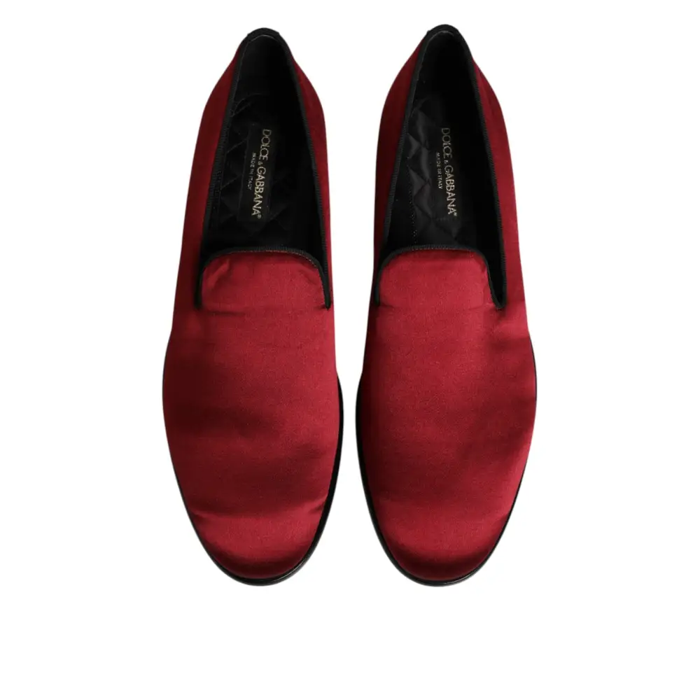 Dolce & Gabbana Rot Samt Slip On Loafers Formelle Schuhe - EU45/US12