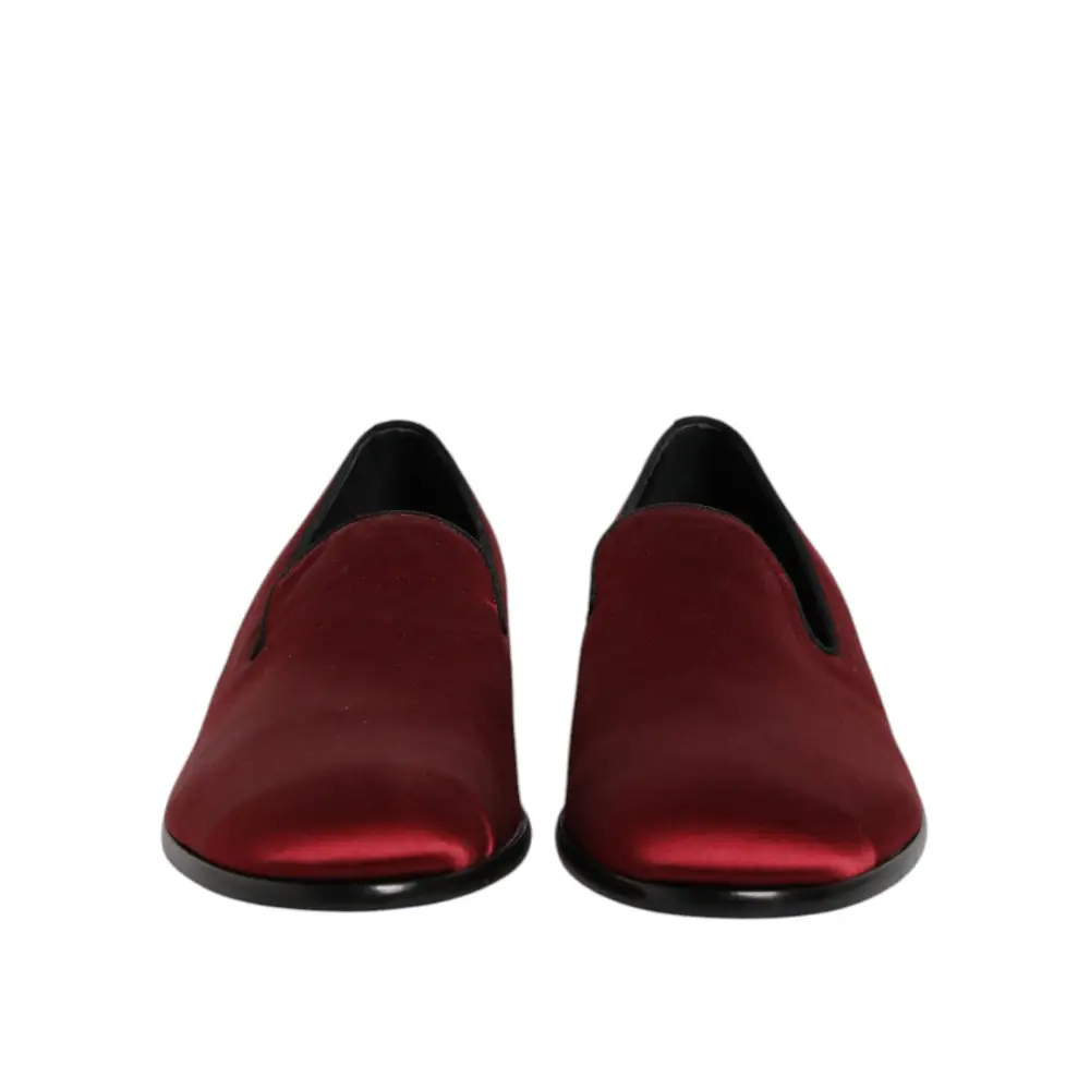 Dolce & Gabbana Rot Samt Slip On Loafers Formelle Schuhe - EU45/US12