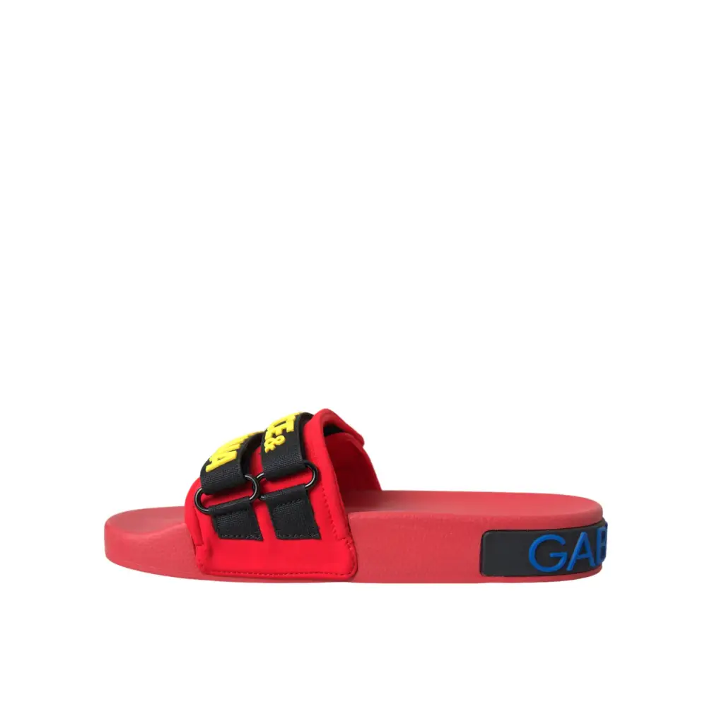 Dolce & Gabbana Rot Schwarz Logo Beachwear Flats Sandalen Schuhe - EU36/US5.5