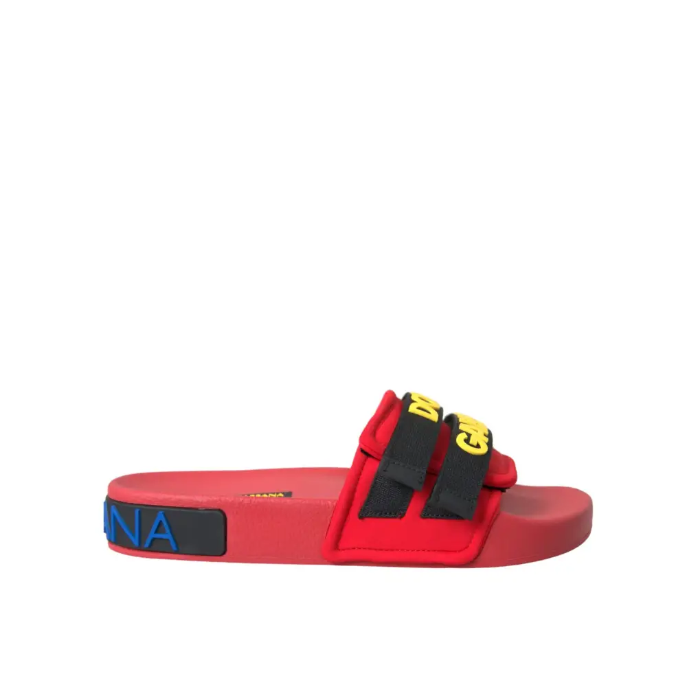 Dolce & Gabbana Rot Schwarz Logo Beachwear Flats Sandalen Schuhe - EU36/US5.5