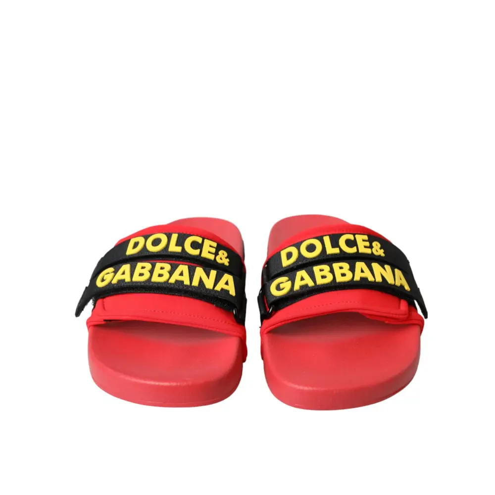 Dolce & Gabbana Rot Schwarz Logo Beachwear Flats Sandalen Schuhe - EU36/US5.5