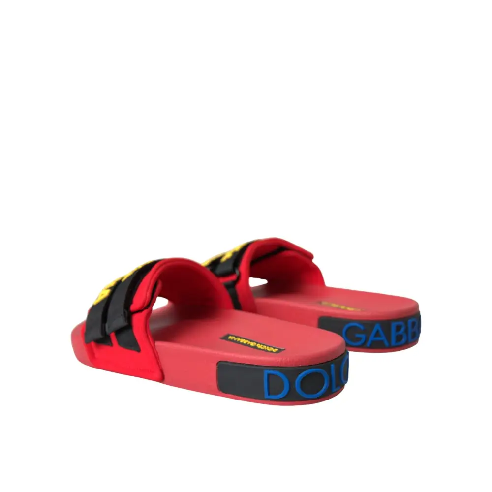 Dolce & Gabbana Rot Schwarz Logo Beachwear Flats Sandalen Schuhe - EU36/US5.5