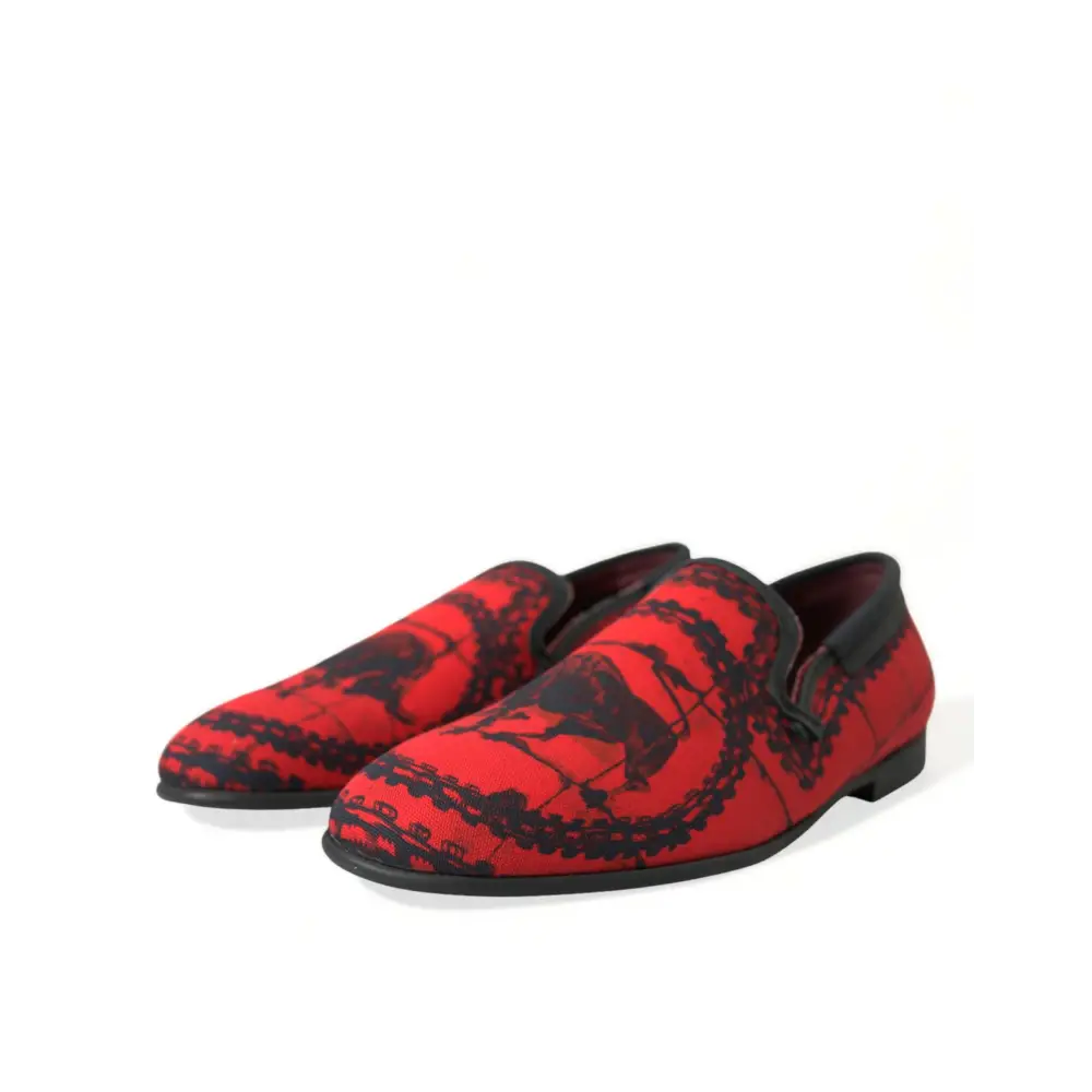 Dolce & Gabbana Rot Schwarz Torero Loafers Pantoffeln Männer Schuhe