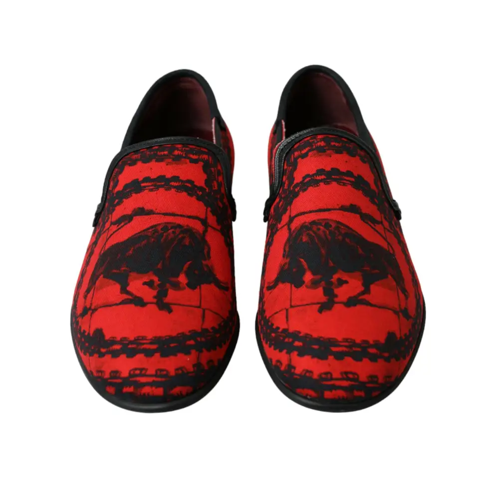 Dolce & Gabbana Rot Schwarz Torero Loafers Pantoffeln Männer Schuhe