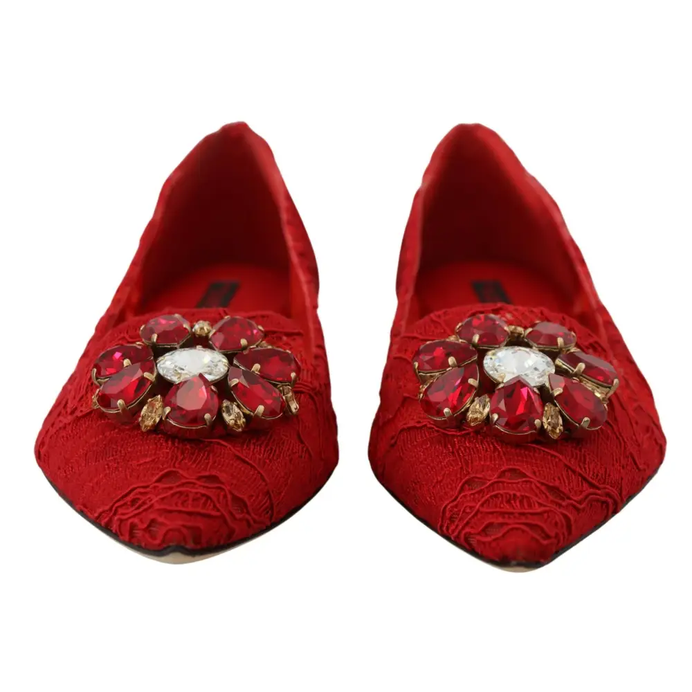 Dolce & Gabbana Rot Taormina Kristalle Loafers Flats Schuhe