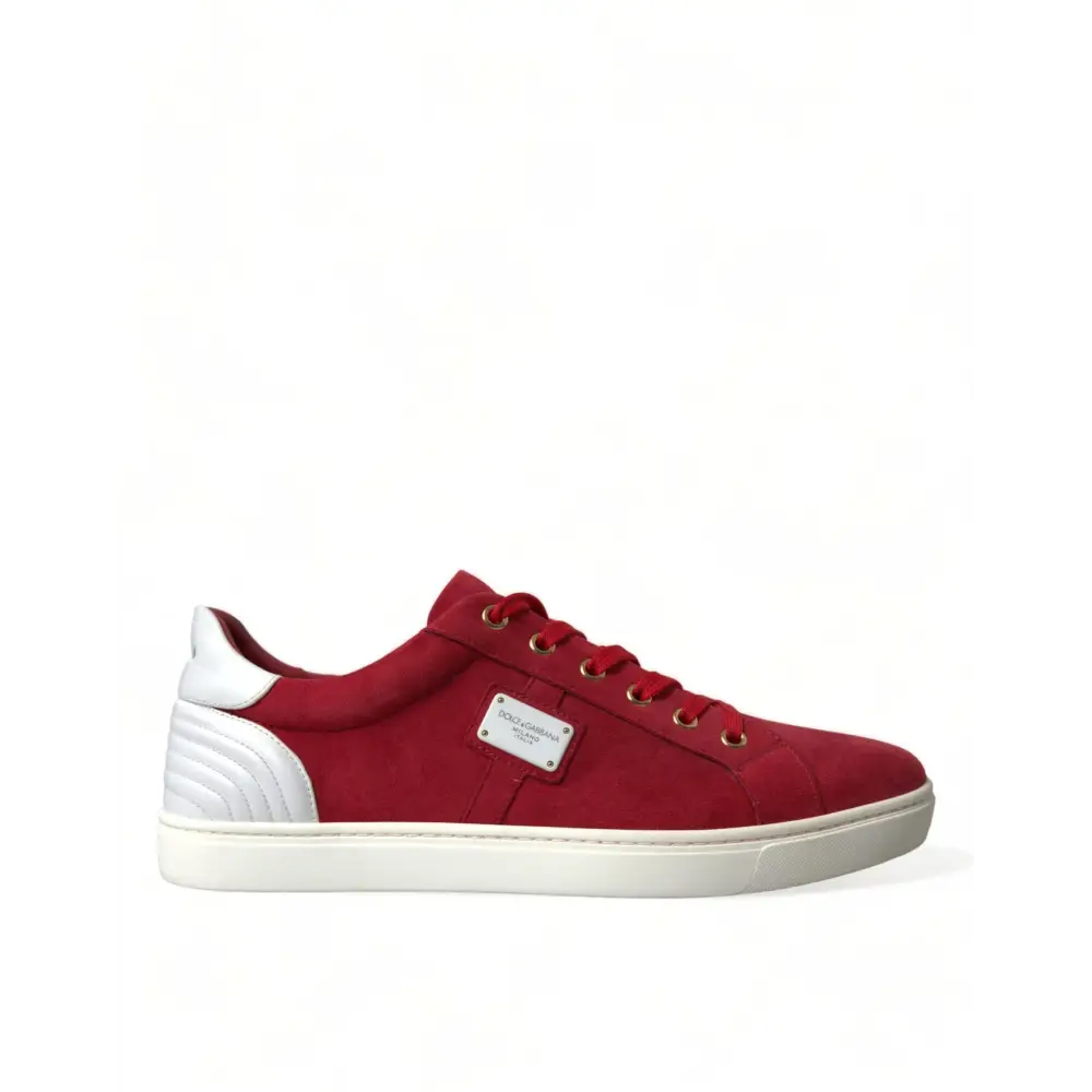 Dolce & Gabbana Rot Wildleder Leder Männer Low Top Turnschuhe Schuhe