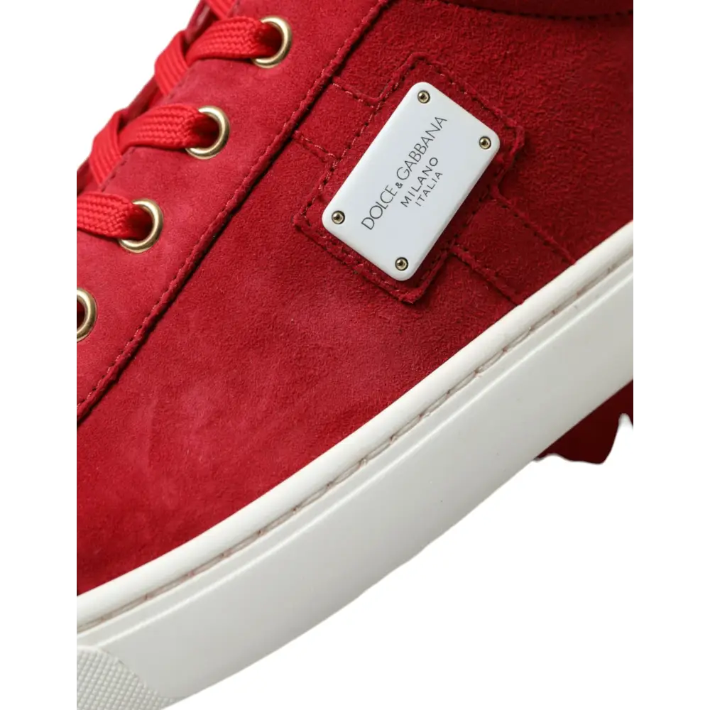 Dolce & Gabbana Rot Wildleder Leder Männer Low Top Turnschuhe Schuhe