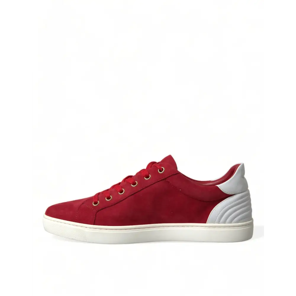 Dolce & Gabbana Rot Wildleder Leder Männer Low Top Turnschuhe Schuhe
