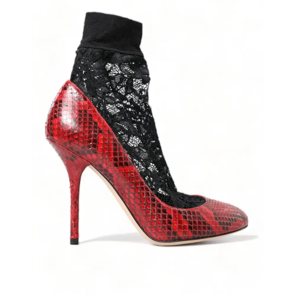 Dolce & Gabbana Rote Ayers Leder Schnürsocken Pumps Schuhe - EU36.5/US6