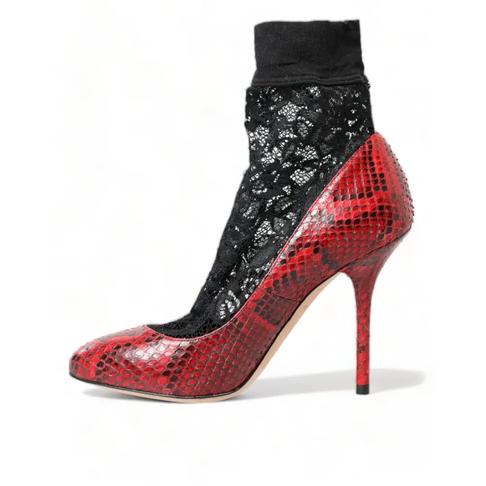Dolce & Gabbana Rote Ayers Leder Schnürsocken Pumps Schuhe - EU36.5/US6