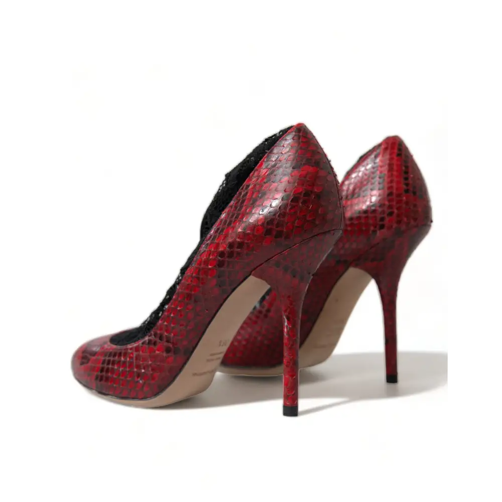 Dolce & Gabbana Rote Ayers Leder Schnürsocken Pumps Schuhe - EU36.5/US6
