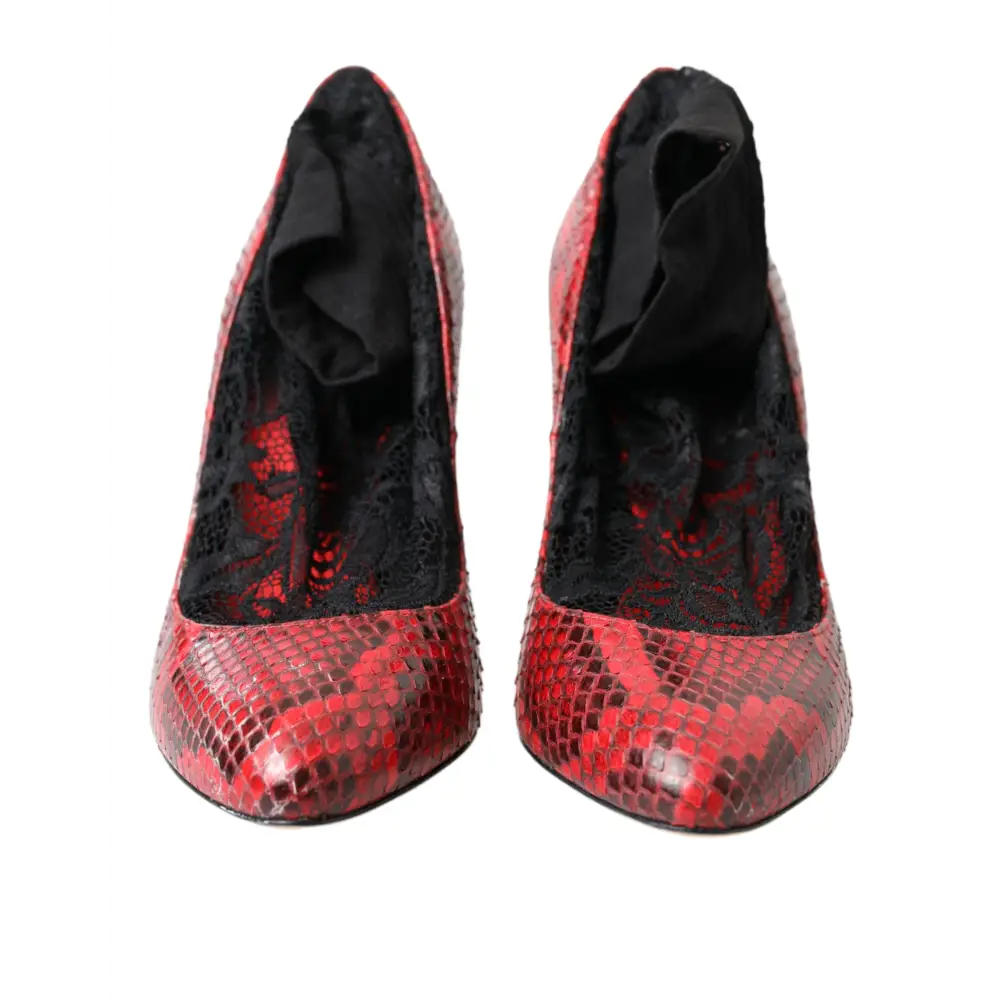 Dolce & Gabbana Rote Ayers Leder Schnürsocken Pumps Schuhe - EU36.5/US6