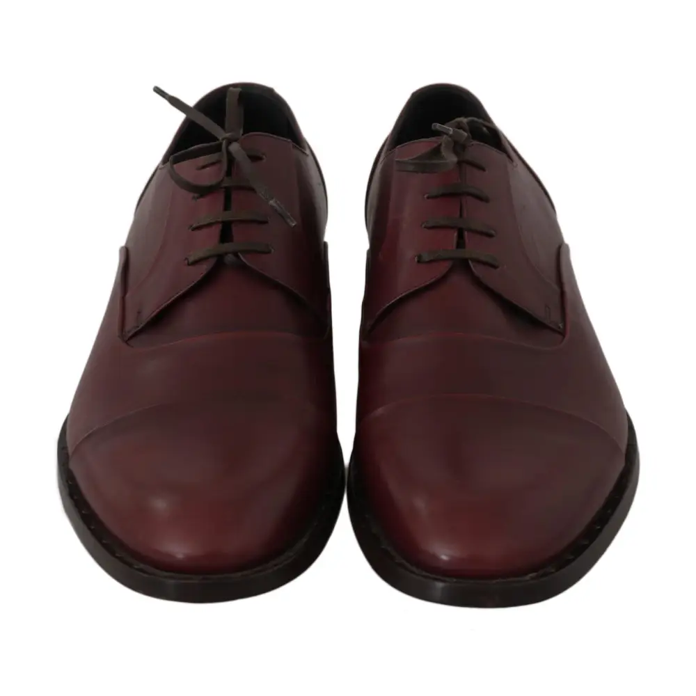 Dolce & Gabbana Rote Bordeaux Leder Derby Formelle Schuhe - EU40/US7