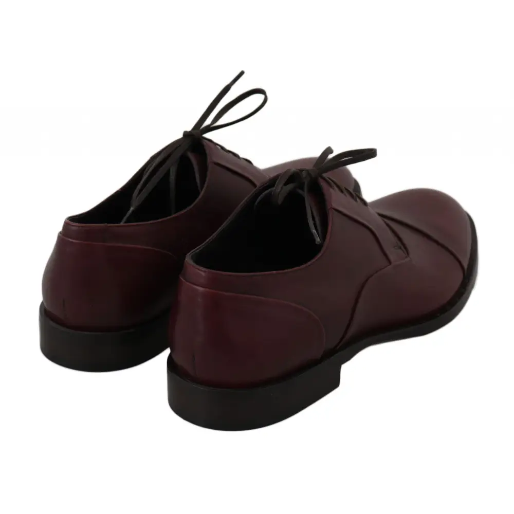 Dolce & Gabbana Rote Bordeaux Leder Derby Formelle Schuhe - EU40/US7