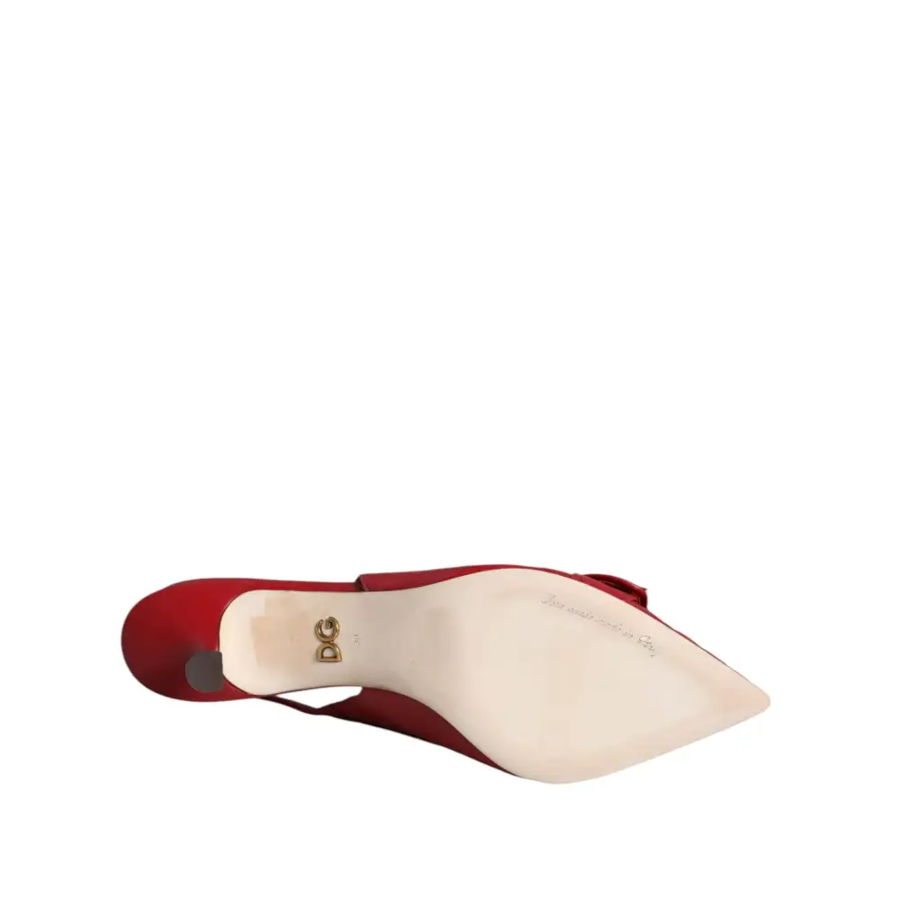 Dolce & Gabbana Rote Devotion Leder Heels Slingback Schuhe