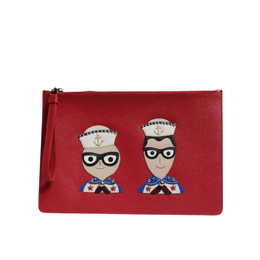 Dolce & Gabbana Rote #DGFamily verschönerte Leder Clutch Tasche