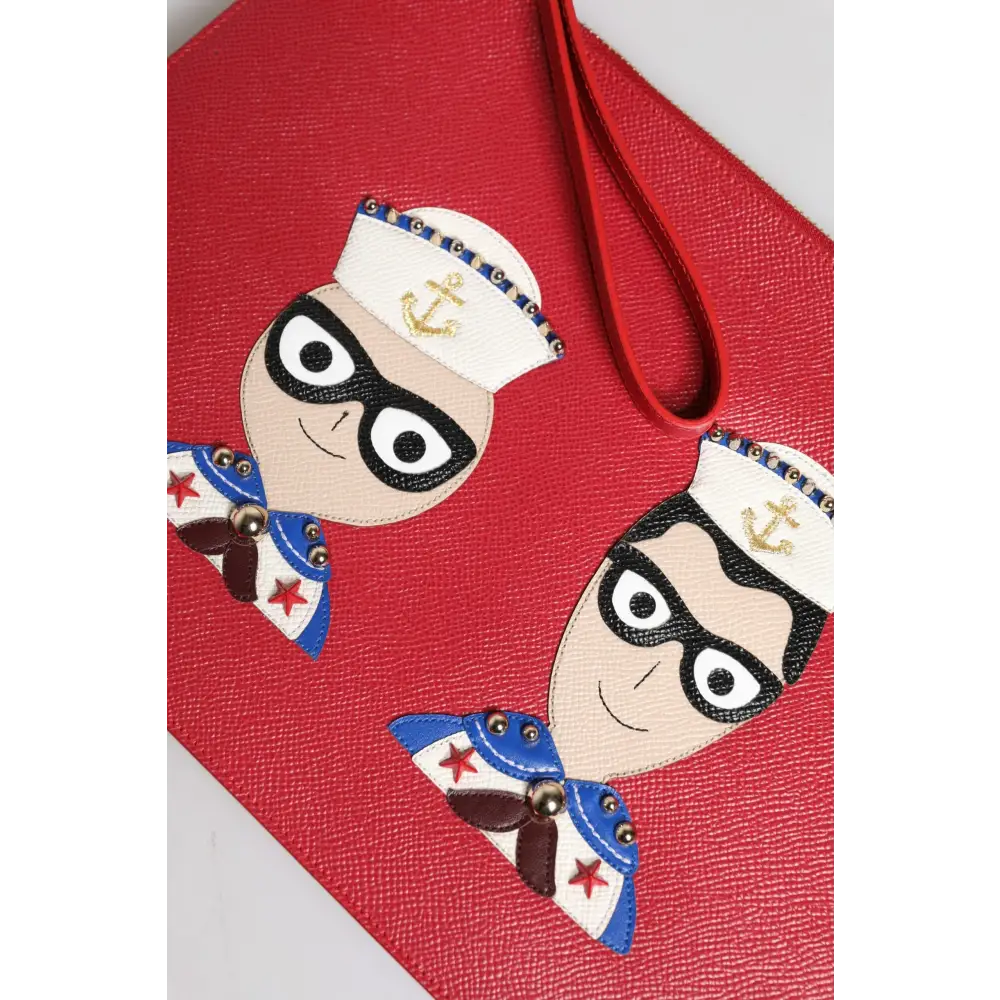 Dolce & Gabbana Rote #DGFamily verschönerte Leder Clutch Tasche