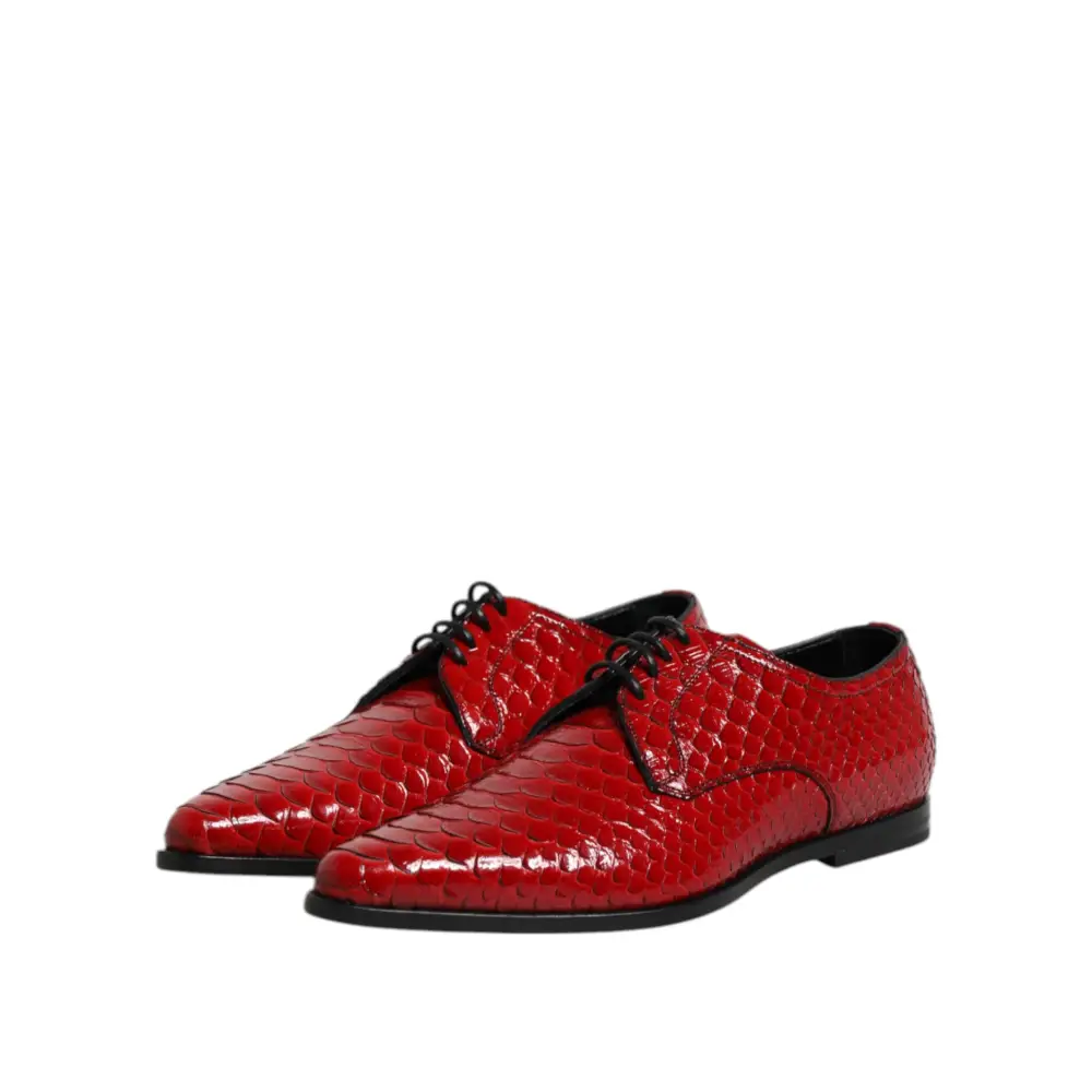 Dolce & Gabbana Rote Exotische Leder Schnürschuhe Dress Derby Schuhe