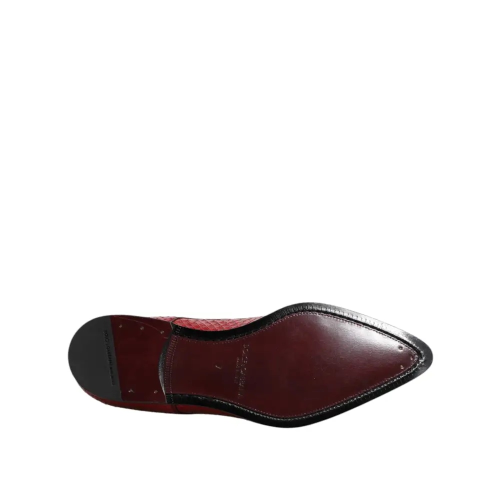 Dolce & Gabbana Rote Exotische Leder Schnürschuhe Dress Derby Schuhe