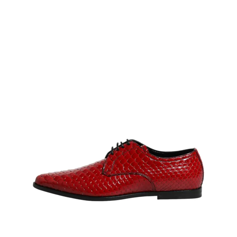 Dolce & Gabbana Rote Exotische Leder Schnürschuhe Dress Derby Schuhe