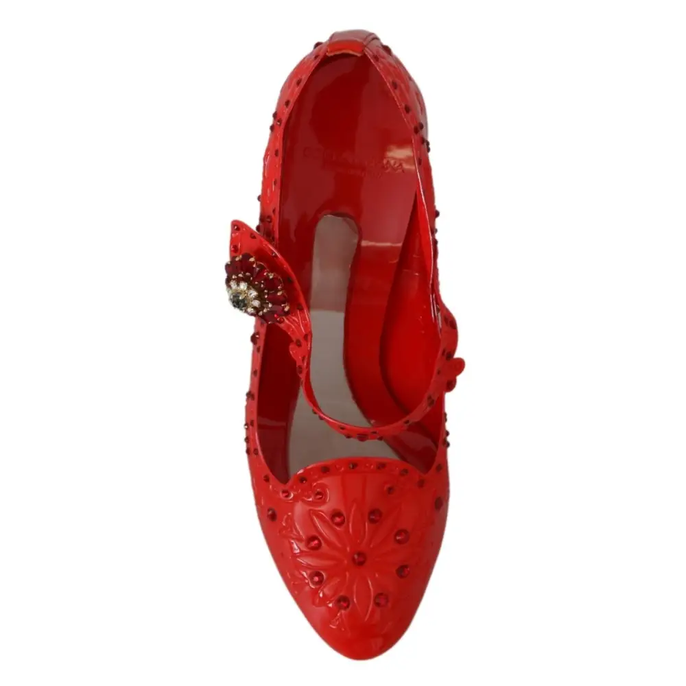 Dolce & Gabbana Rote florale Kristall CINDERELLA Heels Schuhe - EU40/US9.5