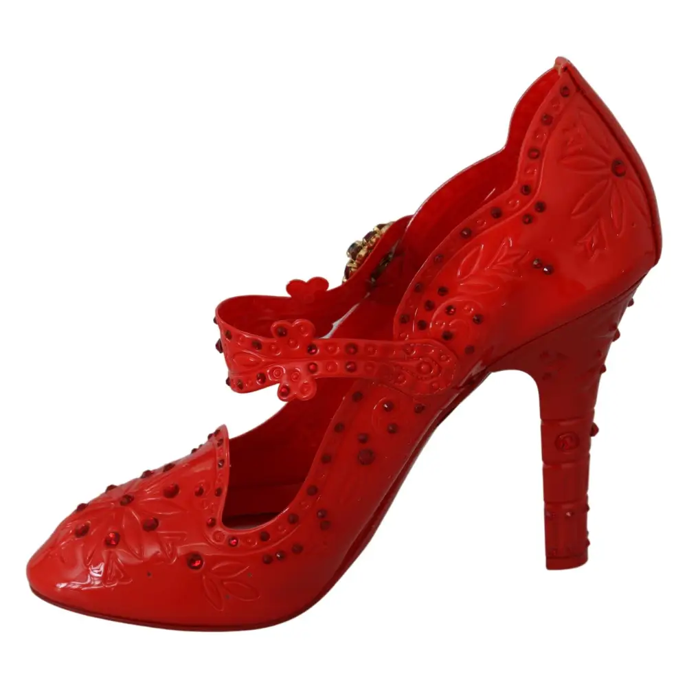 Dolce & Gabbana Rote florale Kristall CINDERELLA Heels Schuhe - EU40/US9.5