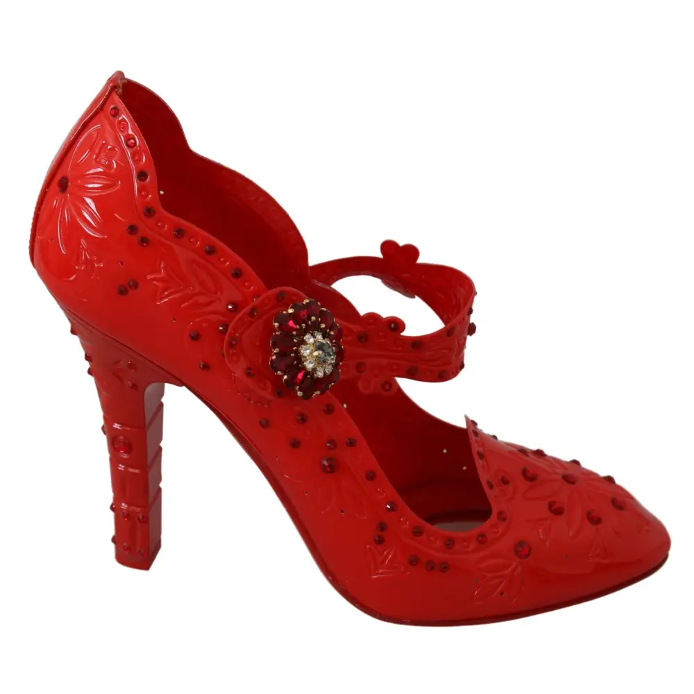 Dolce & Gabbana Rote florale Kristall CINDERELLA Heels Schuhe - EU40/US9.5