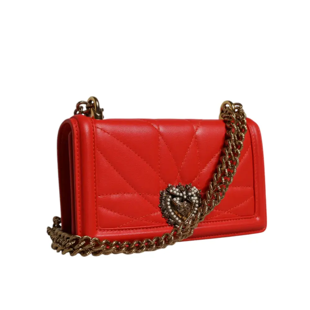 Dolce & Gabbana Rote gesteppte Devotion Crossbody Kette Telefon Hülle Tasche