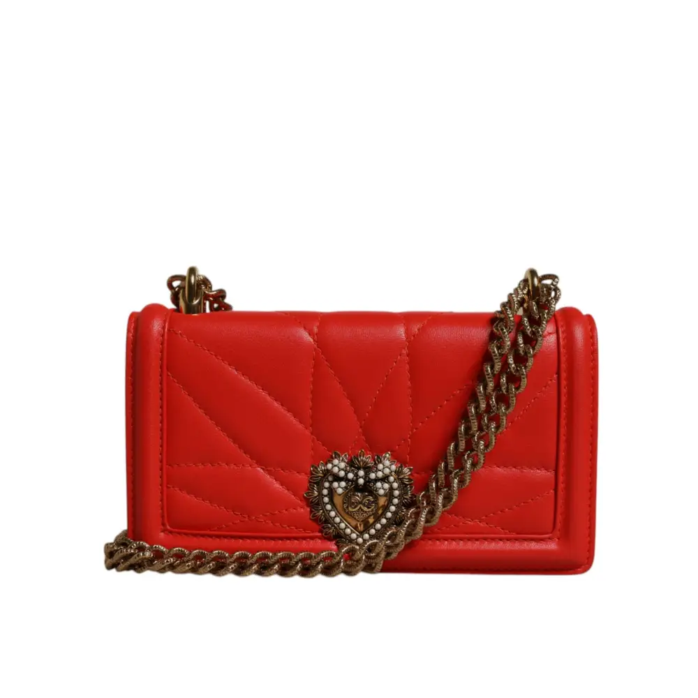 Dolce & Gabbana Rote gesteppte Devotion Crossbody Kette Telefon Hülle Tasche