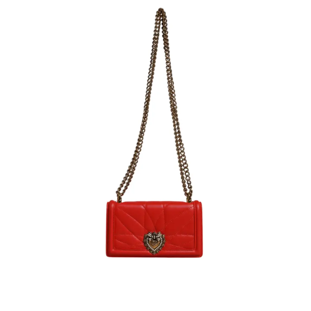 Dolce & Gabbana Rote gesteppte Devotion Crossbody Kette Telefon Hülle Tasche