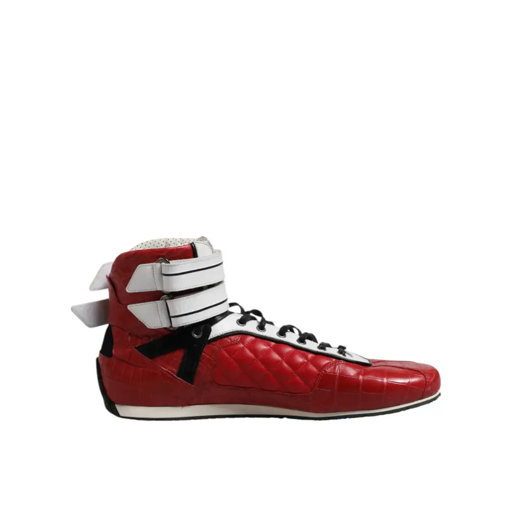 Dolce & Gabbana Rote gesteppte Leder Schnürschuhe Schuhe - EU44/US11