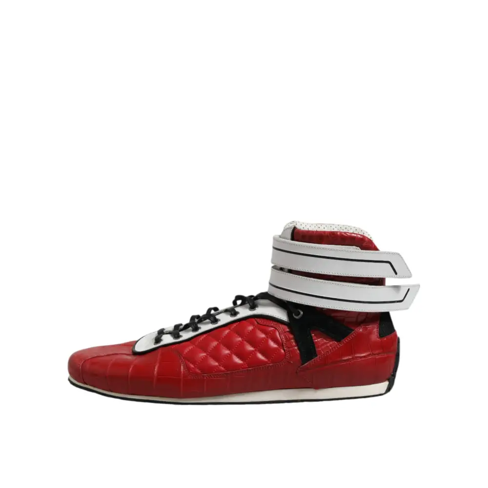 Dolce & Gabbana Rote gesteppte Leder Schnürschuhe Schuhe - EU44/US11