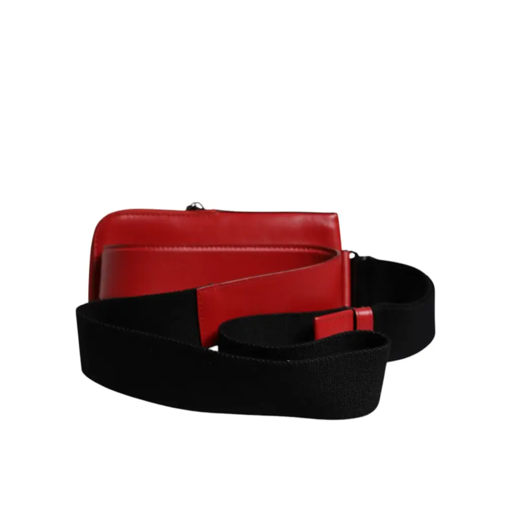 Dolce & Gabbana Rote Kalbsleder Logo Geldbörse Telefon Gürtel Gürteltasche