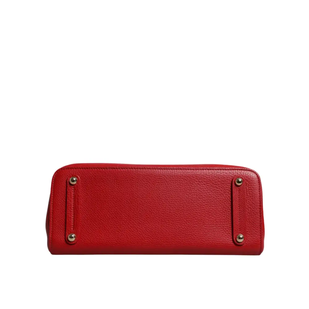 Dolce & Gabbana Rote Kalbsleder Tasche mit Logo-Plakette am oberen Griff