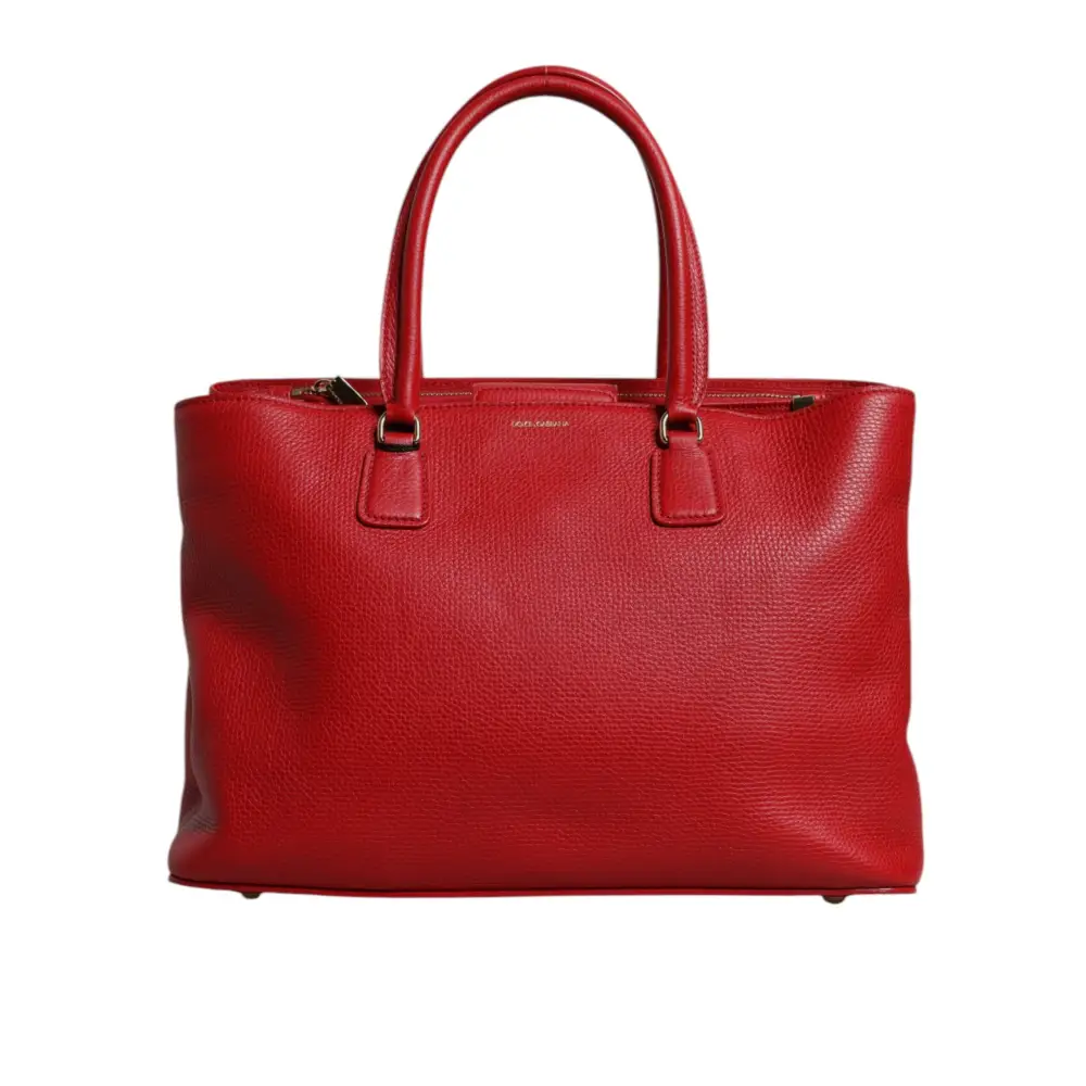 Dolce & Gabbana Rote Kalbsleder Tasche mit Logo-Plakette am oberen Griff