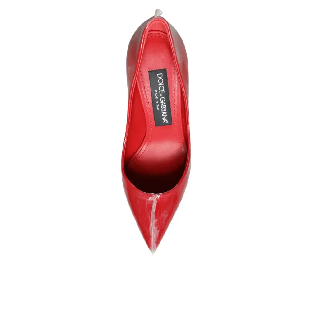 Dolce & Gabbana Rote Lackleder Faux Pearl Heels Pumps Schuhe - EU36/US5.5