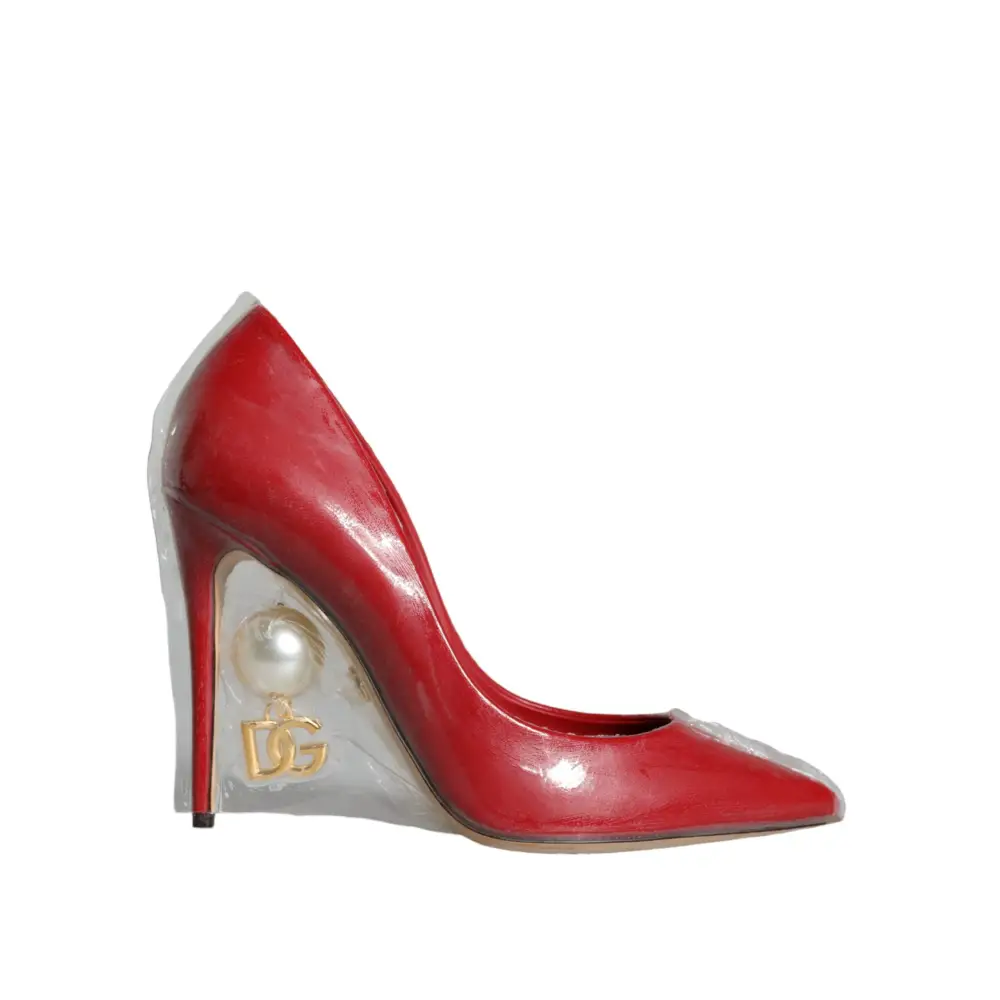 Dolce & Gabbana Rote Lackleder Faux Pearl Heels Pumps Schuhe - EU36/US5.5