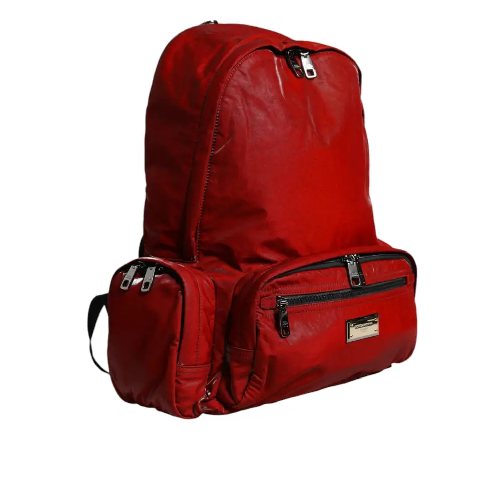 Dolce & Gabbana Rote Lackleder-Logo-Plakette Rucksack Tasche
